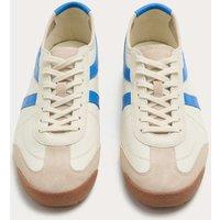 M&S Slimline Leather Trainers Blue Mix
