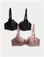 2 Pack Jasmine Lace Wired Balcony Bras (A-E)
