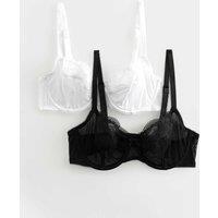 M&S 2 Pack Jasmine Lace Wired Balcony Bras (A-E) Black Mix