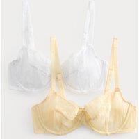 M&S 2 Pack Jasmine Lace Wired Balcony Bras (A-E) Dark Cream