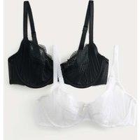 M&S 2 Pack Jasmine Lace Wired Balcony Bras (A-E) White Mix