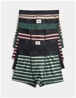 M&S 5pk Striped Cotton with Stretch Trunks (5-16 Yrs) Multi