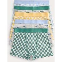 M&S 5 Pack Cotton with Stretch Checkerboard Mix Trunks (18 Mths-10 Yrs) Grey Mix