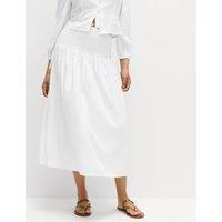 M&S Linen Rich Shirred Tie Detail Maxi Skirt White