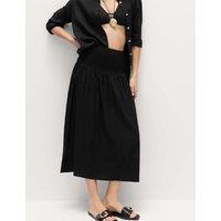 M&S Linen Rich Shirred Tie Detail Maxi Skirt Black