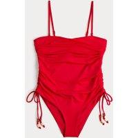 M&S Tummy Control Wired Ruched Bandeau Swimsuit Lacquer Red