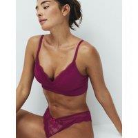 M&S Jasmine Lace Seamfree Non Wired Plunge Bra (A-E) Dark Raspberry