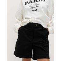 M&S Cotton Rich High Waisted Chino Shorts Black