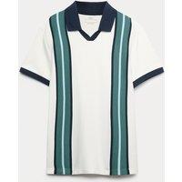M&S Pure Cotton Striped Polo Shirt (6-16 Yrs) Green Mix