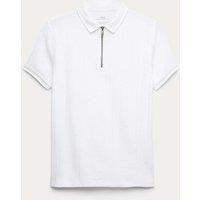 M&S Pure Cotton Quarter Zip Polo Top (6-16 Yrs) White