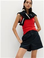 Pure Cotton Poplin High Waisted Shorts