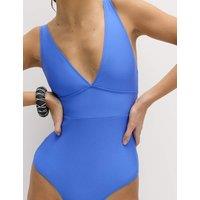 M&S Sculpt Panelled Plunge Swimsuit Cobalt