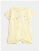 M&S Pure Cotton Unisex Popcorn Print Romper (0-24 Mths) Yellow