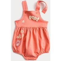M&S Pure Cotton Popcorn Dungarees (0-2 Yrs) Bright Coral