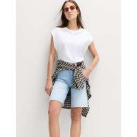 M&S Pure Cotton High Waisted Bermuda Short Light Indigo