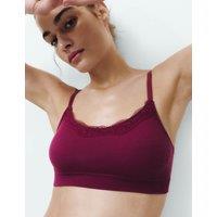 M&S Jasmine Lace Non Wired Seamfree Crop Top Dark Raspberry