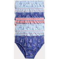 M&S 7 Pack Pure Cotton Boats & Striped Briefs (18 Mths-14 Yrs) Blue Mix