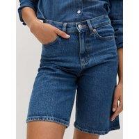 M&S Pure Cotton High Waisted Bermuda Short Medium Indigo