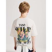 M&S Pure Cotton Back Graphic T-Shirt (6-16 Yrs) White
