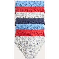 M&S 7 Pack Pure Cotton Sports Print Briefs (18 Mths-14 Yrs) Multi