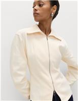 Cotton Rich Waisted Zip Through Sweatshirt