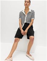 Cotton Rich High Waisted Pleat Front Bermuda Shorts