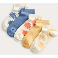 M&S 5 Pack Cotton Rich Trainer Liners (6 Small - 7 Large ) Cream Mix