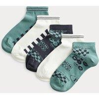 M&S 5 Pack Gaming Trainer Liners (6 Small - 7 Large) Green Mix