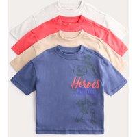 M&S 4 Pack Pure Cotton Marvel T-Shirts (2-8 Yrs) Blue Mix