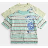 M&S 2 Pack Pure Cotton Hot Wheels T-Shirts (2-8 Yrs) Green Mix