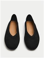 M&S Suede Flat Round Toe Ballet Pumps Brown