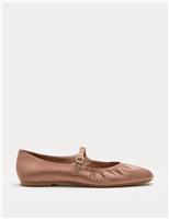 M&S Satin Flat Mary Jane Ballet Pump Blush Pink