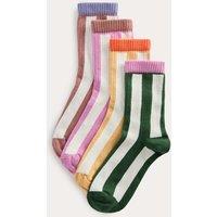 M&S 4 Pack Cotton Rich Vertical Stripe Socks (6 Small-7 Large) Multi