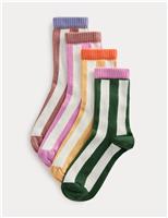 4 Pack Cotton Rich Vertical Stripe Socks (6 Small-7 Large)