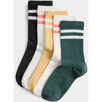 M&S 5 Pack Coloured Rib Stripe Sports Socks (6 Small-7 Large) Multi