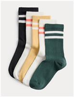 5 Pack Coloured Rib Stripe Sports Socks (6 Small-7 Large)