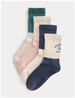 4 Pack Cotton Rich Contrast Sports Socks (6 Small-7 Large)