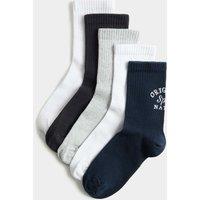 M&S 5 Pack Cotton Rich Socks (6 Small - 7 Large) Black Mix