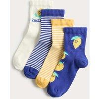M&S 4pk Cotton Rich Lemon Socks (6 Small - 7 Large) Yellow Mix