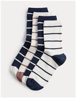 M&S 4 Pack Coloured Rib Stripe Socks (6 Small-7 Large) Multi