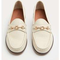 M&S Leather Trim Block Heel Loafers Cream