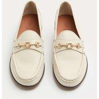 M&S Leather Trim Block Heel Loafers Cream