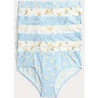 M&S 7 Pack Cotton with Stretch Floral Knickers (18 Mths-12 Yrs) Blue Mix