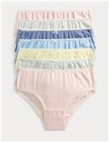 M&S 7 Pack Cotton with Stretch Pointelle Knickers (18 Mths-14 Yrs) Pink Mix