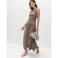 M&S Jersey Sleeveless Draped Midaxi Dress Neutral