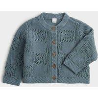 M&S Pure Cotton Knitted Cardigan (7lbs-12 Mths) Dark Petrol