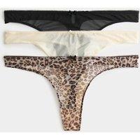 M&S 3 Pack Mesh Thongs Black Mix