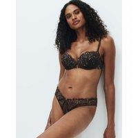 M&S Mia Leopard Wired Push Up Balcony Bra Dark Chocolate