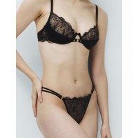 M&S Mia Leopard Embroidery Quarter Cup Bra A-E Dark Chocolate