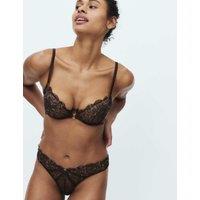 M&S Mia Leopard Embroidery Wired Balcony Bra A-E Dark Chocolate